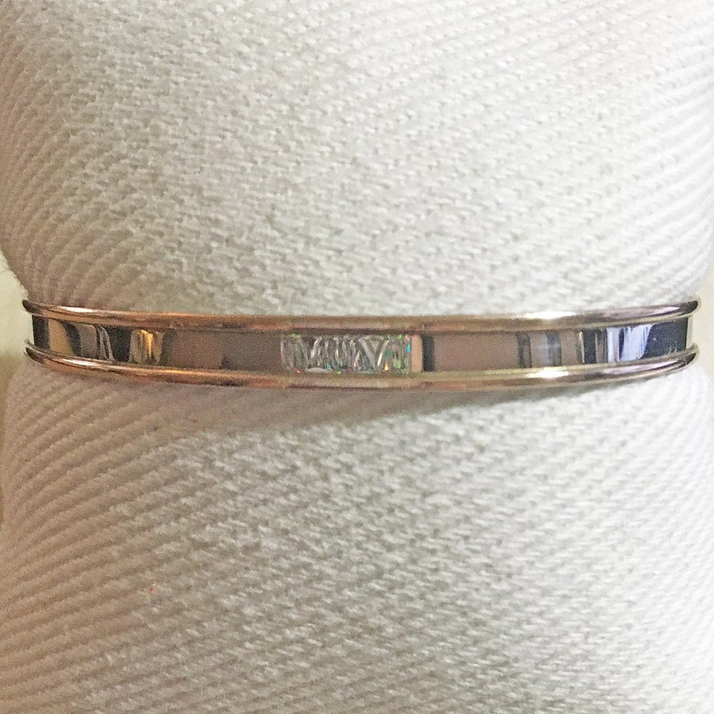 AUTHENTIC BLOOM NYC STAINLESS STEEL 2 TONE RG/SILVER CUFF BRACELET 6"-6 1/2""